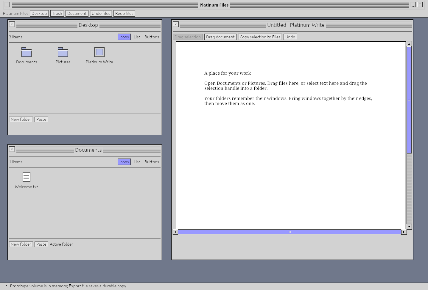 Platinum Files workspace