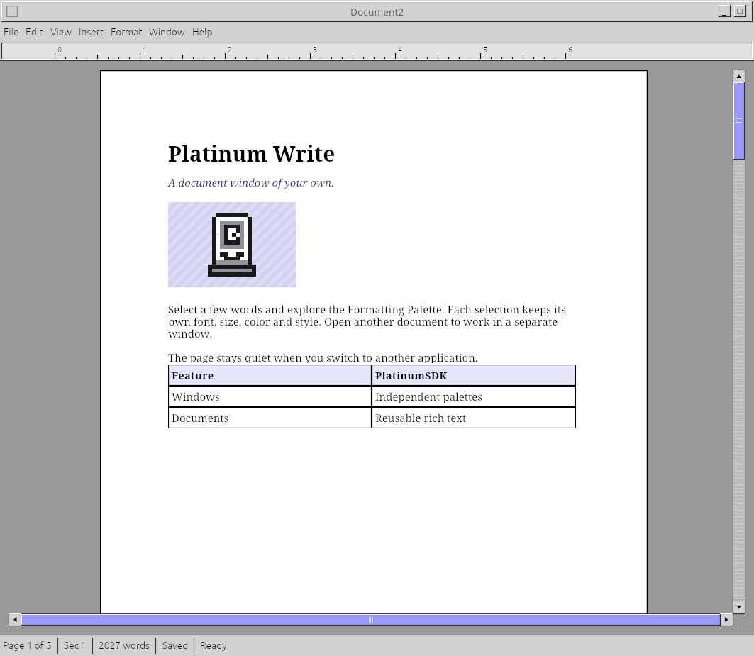 Independent native document window